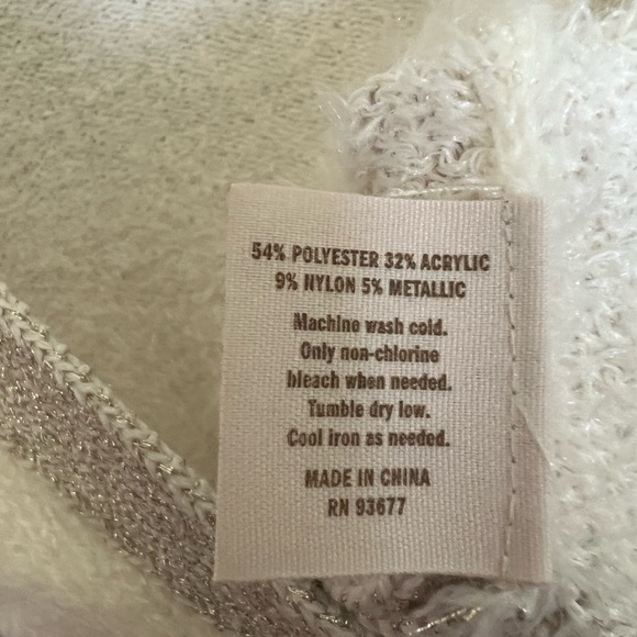 Decree JUNIORS Fuzzy Eyelash Cardigan Sweater - Petite Fit -Cream, Gold Metallic - Picture 4 of 6